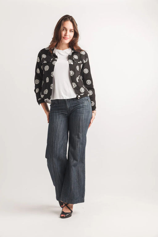 Black EYELET DETAIL DENIM JACKET
