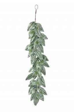 Garland Velvet W/Glitter Cone Leaf 48"