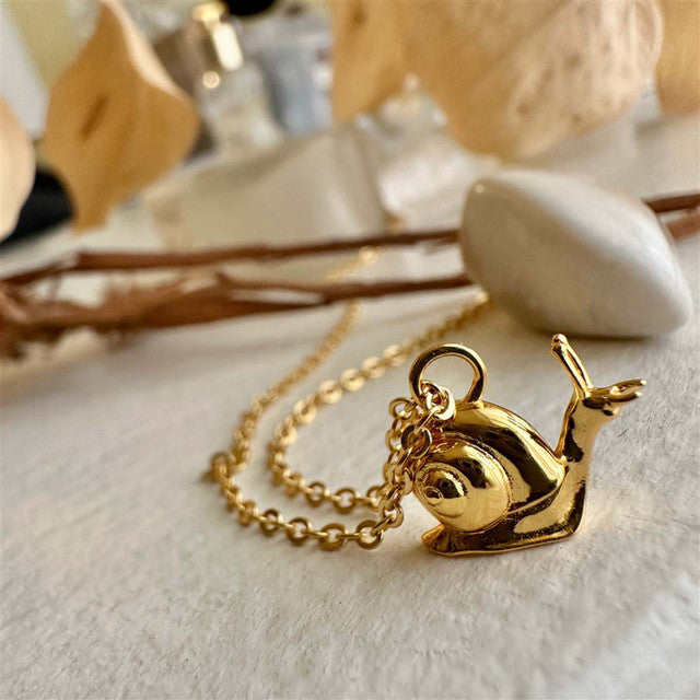 GOLD "Helmi" Tiny Snail Charm Necklace