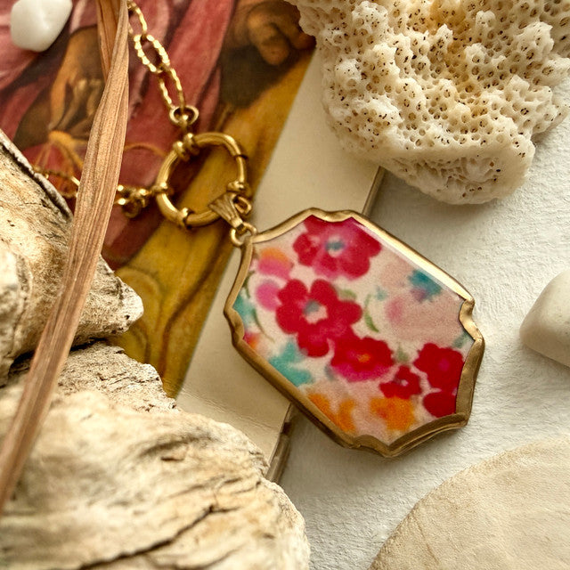 McBRIDE "Allerton" Floral Cold Porcelain Charm Necklace