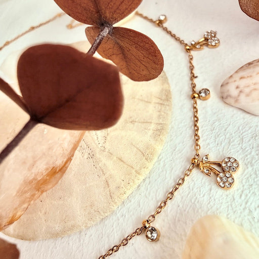 "Cherry Bomb" Charm Necklace in Gold