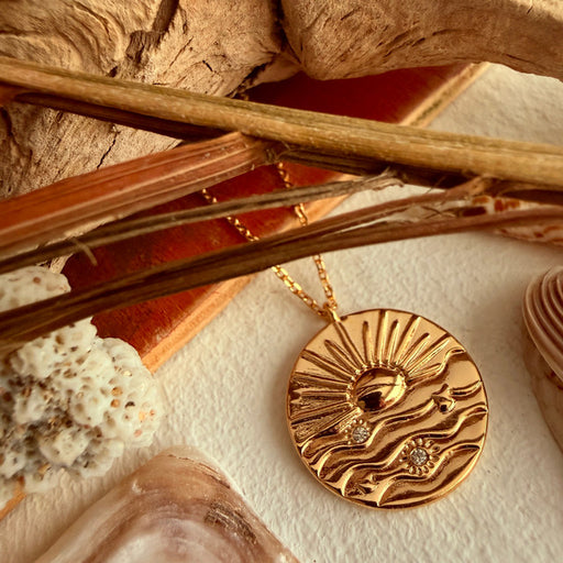 "Santorini" Sunset & Sea Charm Necklace in Gold