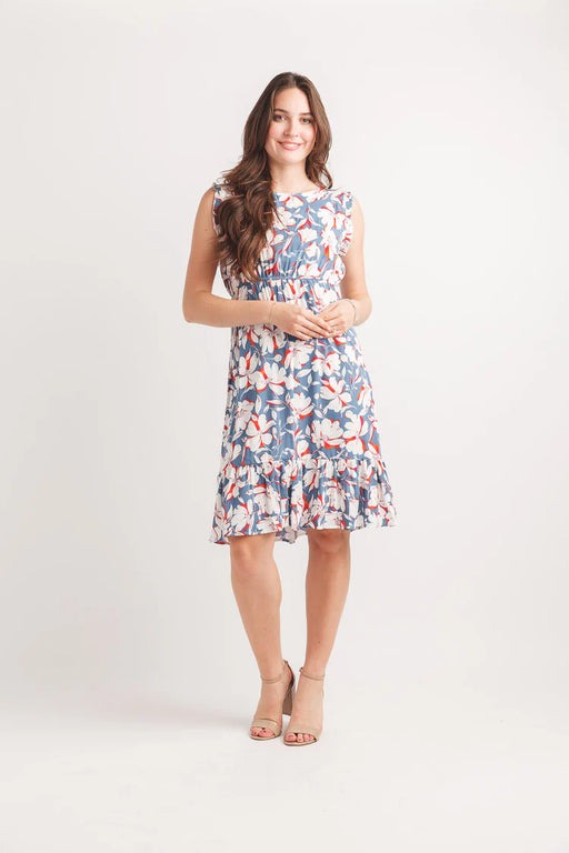 Floral Ruffle Sleeve Dress With Elastic Waist