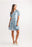 Blue Geo Print Puff Sleeve Dress With Tie Belt