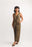 Olive Sleeveless Button Front Jumpsuit With Pkt