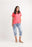 Coral Short Sleeve Crinkle Button Front Blouse