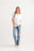 White Short Sleeve Crinkle Button Front Blouse