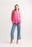 Magenta Tab Sleeve Button Front Blouse