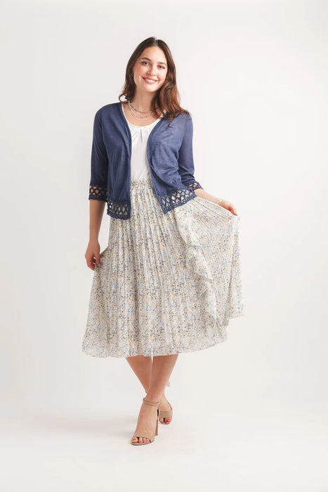 Ditsy Floral Pleated Skirt W Ruffle Detail