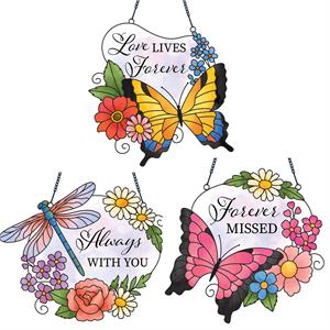 Memorial Suncatcher, Butterfly and Dragonfly Sentiment
