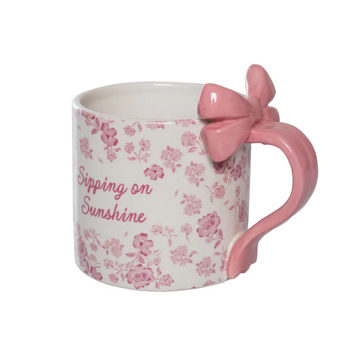 Sipping on Sunshine Mug w/Bow Handle