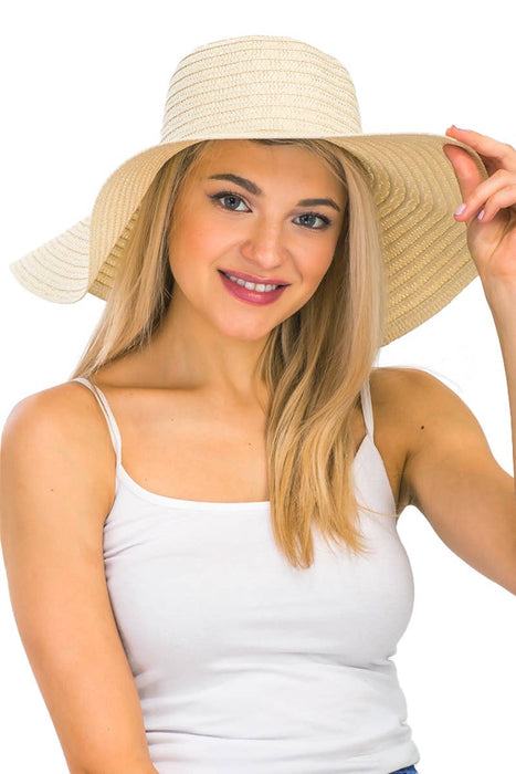 Thin Light-Weight Floppy Straw Beach Sun Hat