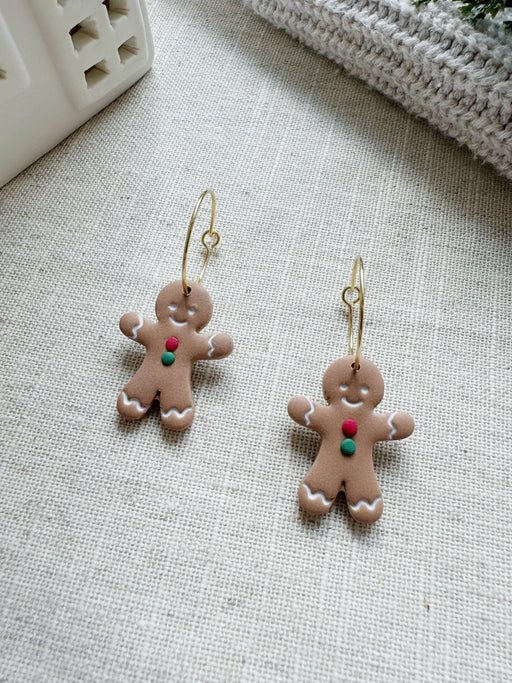 Gingerbread Hoops | Polymer Clay Earrings 