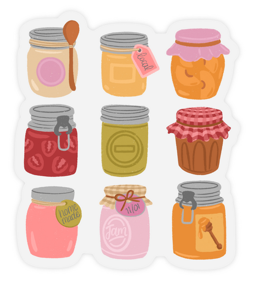 Cottage Core Jam Jars Sticker, 3x2.75 in. | Fall