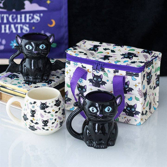 Cute and Creepy Gothic Bat Cat Halloween Mug