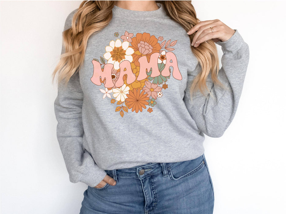 Floral Mama Crewneck Sweatshirt  Spring Mom Pullover Gift