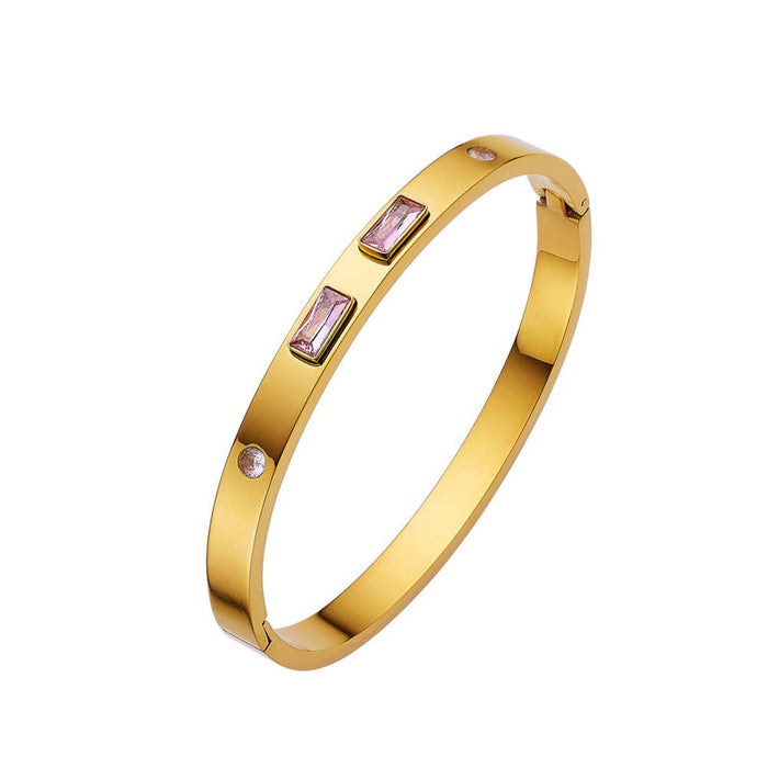 Multi Style 18K Gold Plated Stainless Steel Cuff Bangles-FGS