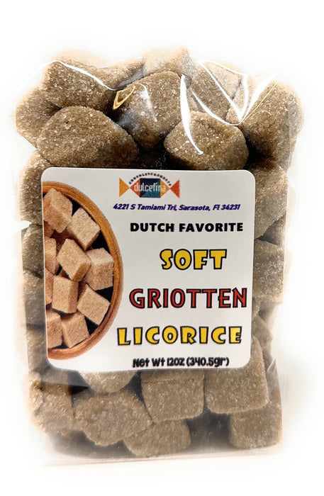 Griotten Sugar dusted Licorice Gummy Cubes 11oz Bag