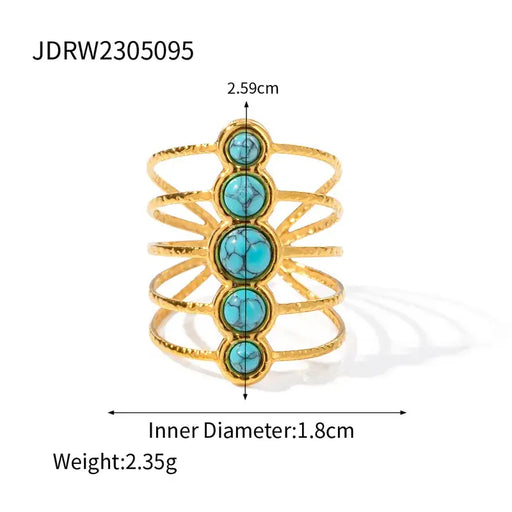 18K Gold Plated Turquoise Open Rings