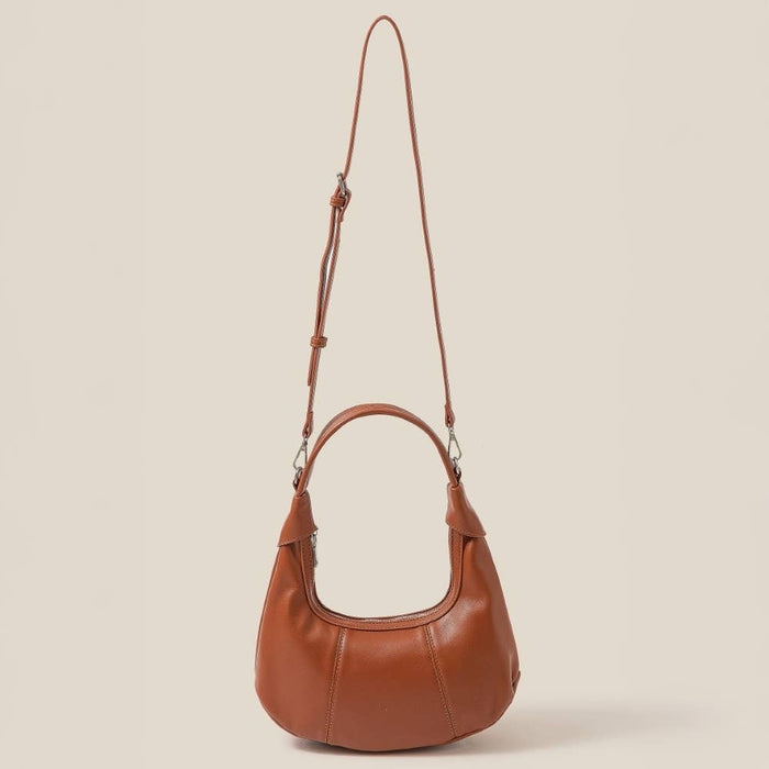 Faux Leather Round Multi Panel Hand Bag