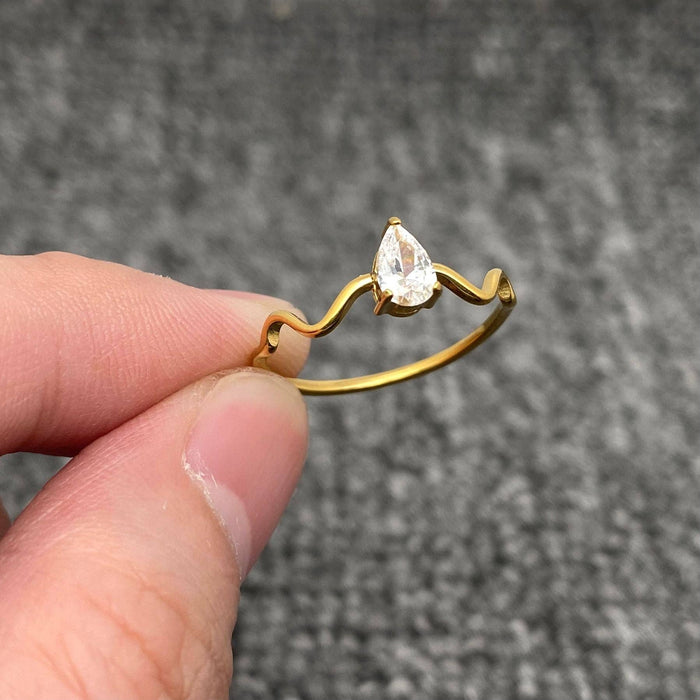 18K Gold Plated Stainless Steel Wavy Ring