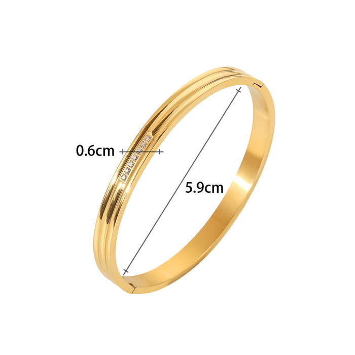 Multi Style 18K Gold Plated Stainless Steel Cuff Bangles-FGS