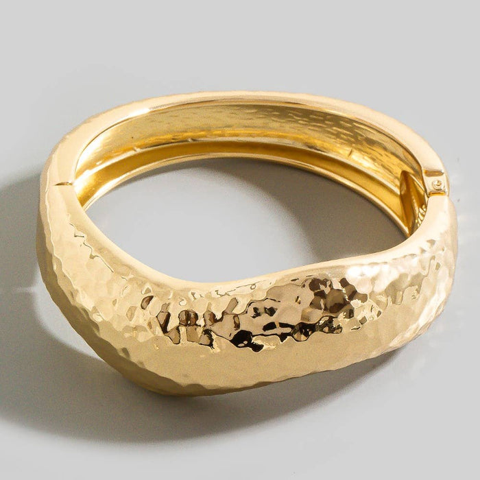 Hammered Sculpted Dome Bangle Bracelet