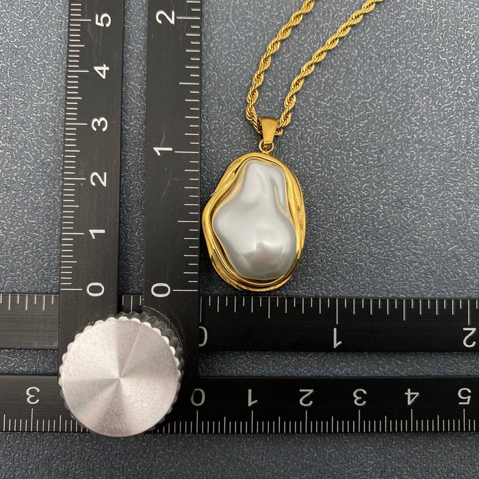 Baroque Pearl 18K Gold Plated SS Twist Chain Necklace - FGS