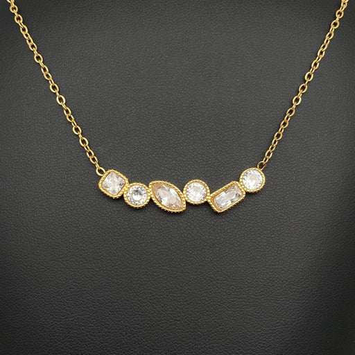 Sparkling geometric zircon 18K Golden S.Steel Necklace