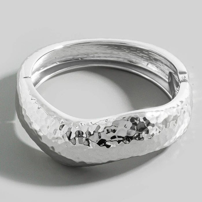 Hammered Sculpted Dome Bangle Bracelet