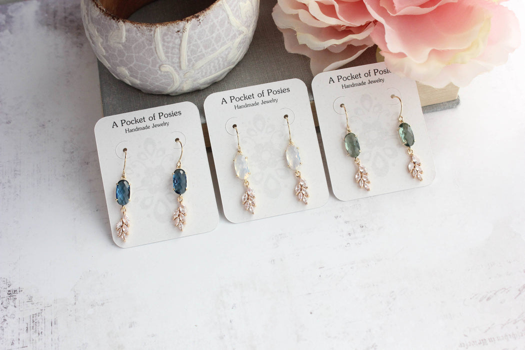 Sparkling Crystal Earrings | Leaf Earring