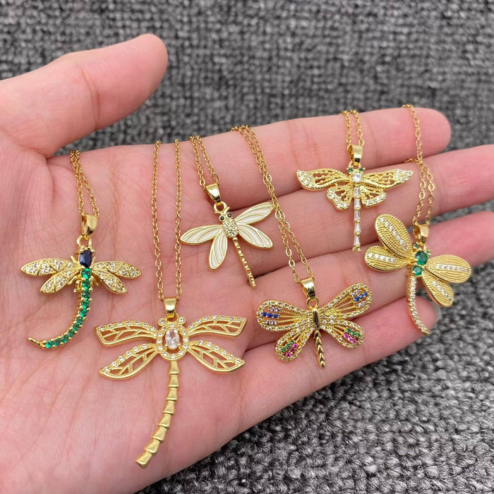 Dragonfly Charm Gold-plated Necklace