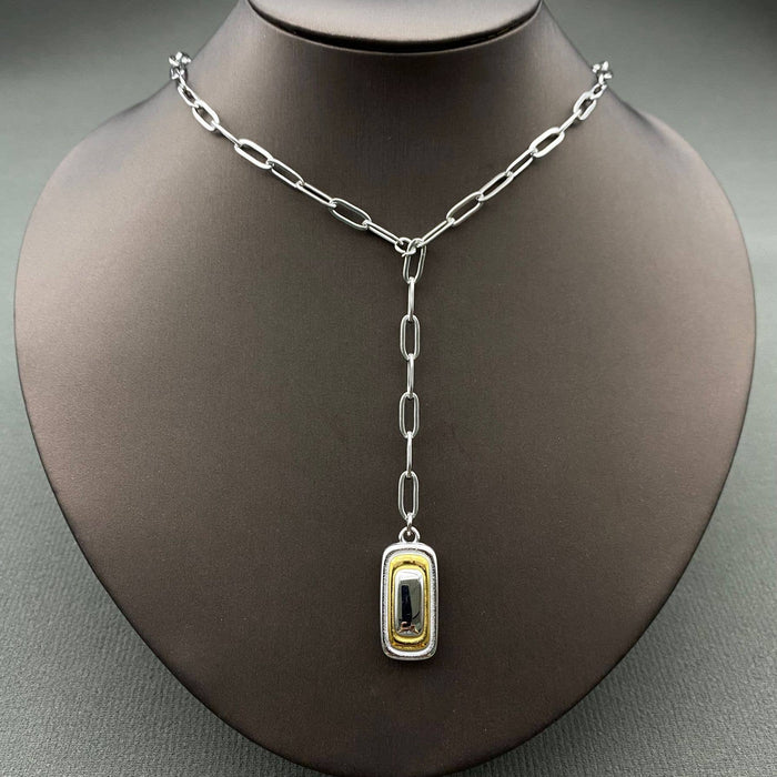 18K Gold Plated S.Steel Sugar Cube Pendant Necklace - FGS