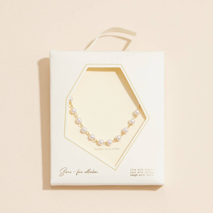 3mm Classic Pearl Link 18K Gold Dipped Necklace