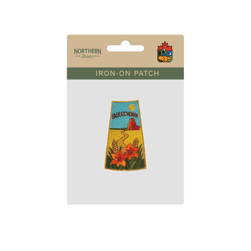 Saskatchewan Prairie Wheat Western Red Lily Embroidered Iron-On Patch - Collectible Travel Patch