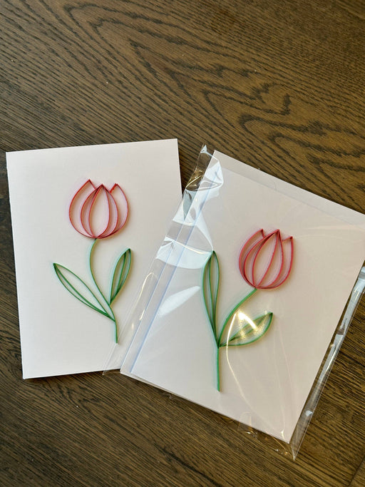 3D Quilled Tulip Card, Handcrafted paper Floral Greetings