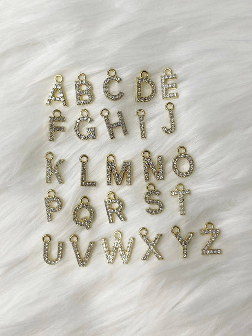 Initial Rhinestone Gold Charm