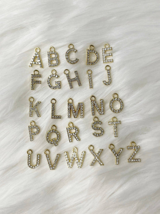 Initial Rhinestone Gold Charm