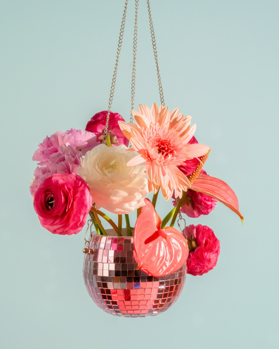 Filtrum Home - Disco Ball Planter - Pink: 6”