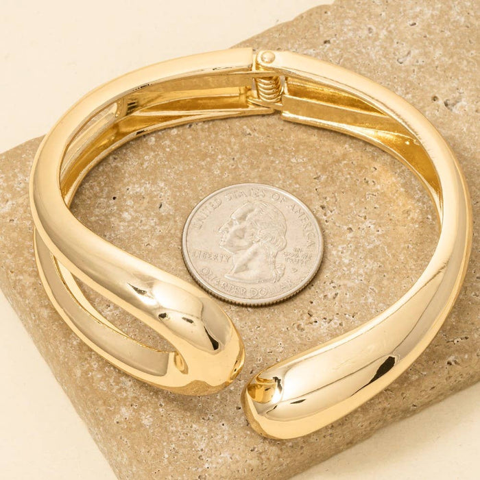Contrasting Open Hinged Cuff Bracelet