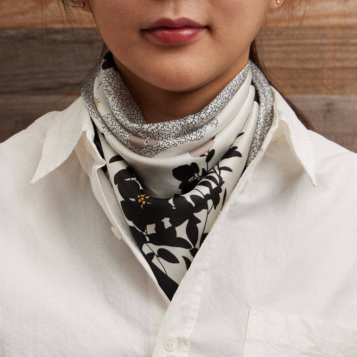 Minimalist Floral Silk Texture Square Scarf for Chic Styling