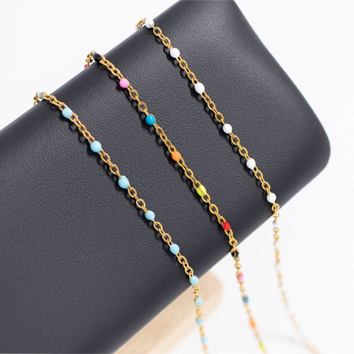 18K Gold PVD Stainless Steel Multi Confetti Chain Necklace
