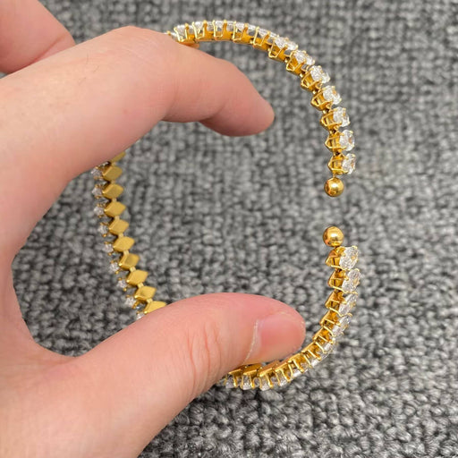 Sparkling Full Rhombic CZ 18K Golden SSl Bracelet - FGS