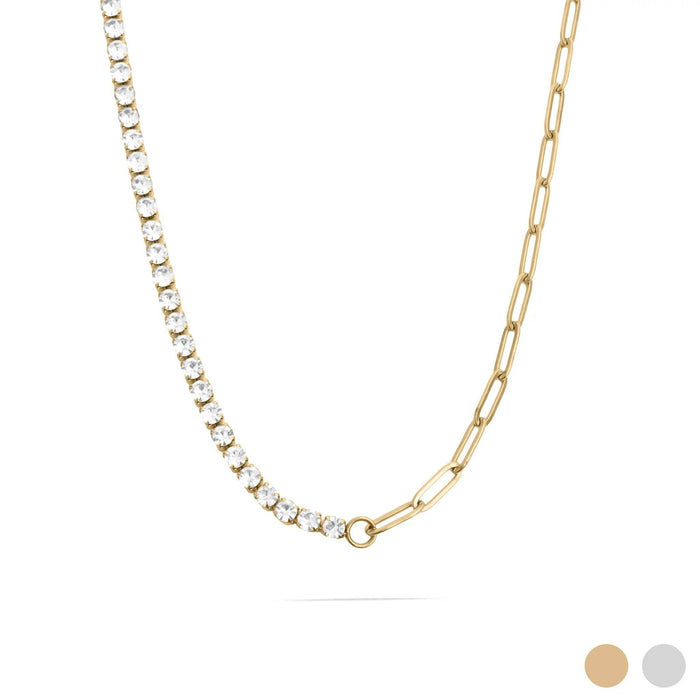 Paperclip Tennis Chain Split Necklace
