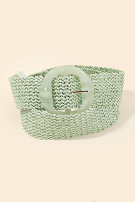Acetate Buckle Elastic Braided Belt