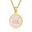 Pink Shell Initial 18K Gold Plated SS Round Charm Necklace