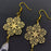 White Crystal Gold Plated Snowflakes Charm Dangle Earrings