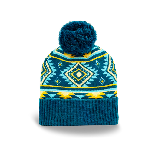 Geometric Pattern Pom Knit Beanie Unisex Winter Hat