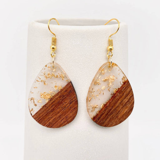 Geometric Shape Resin Wooden Stick Dangle Earrings
