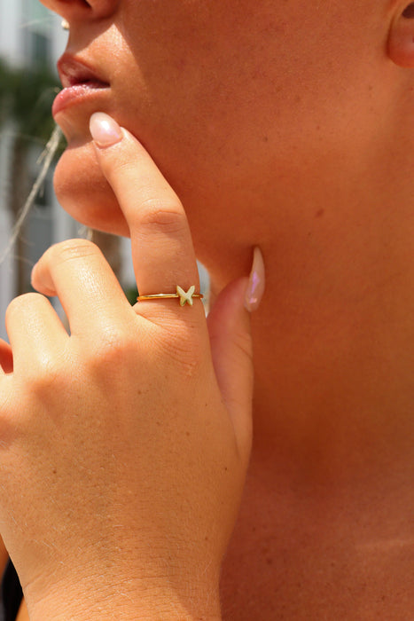 18k Gold PVD Coated Stainless Steel Symbol Stacking Rings